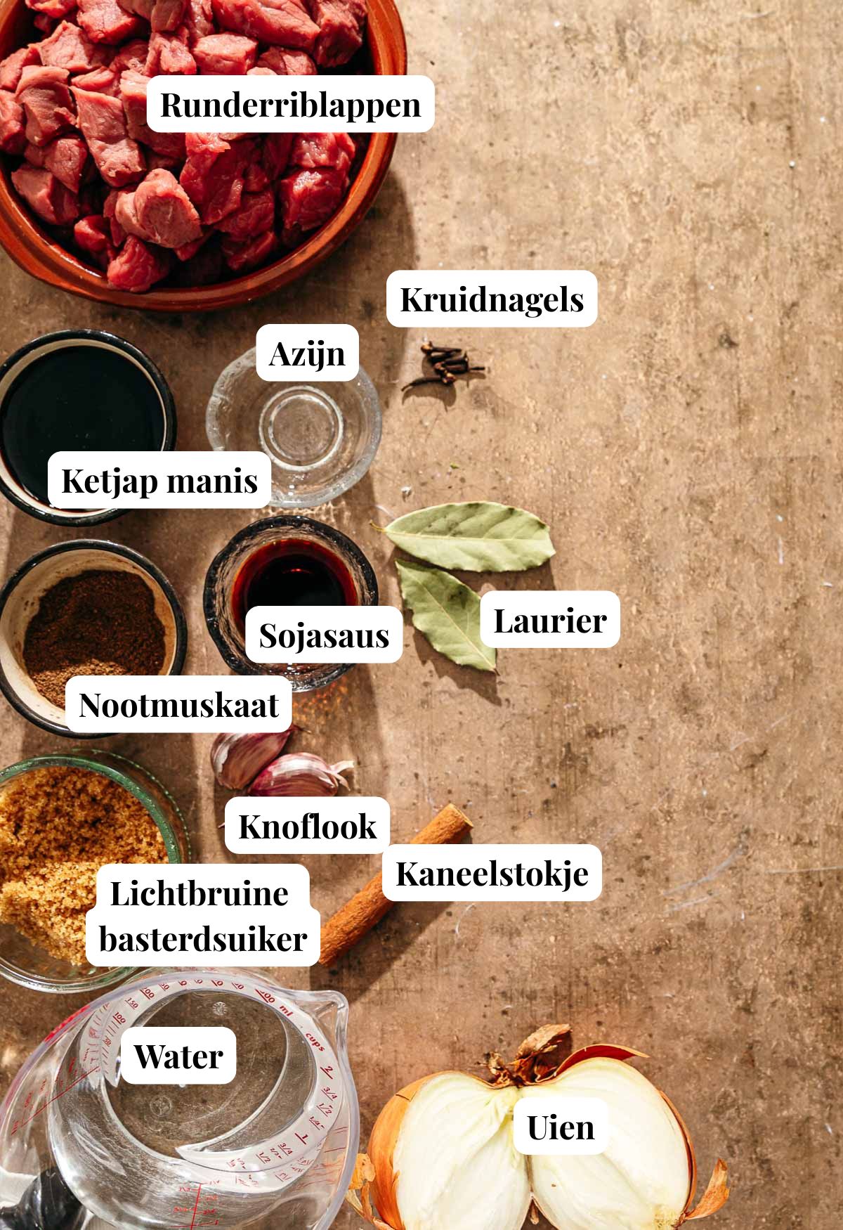 Ingredienten daging smoor