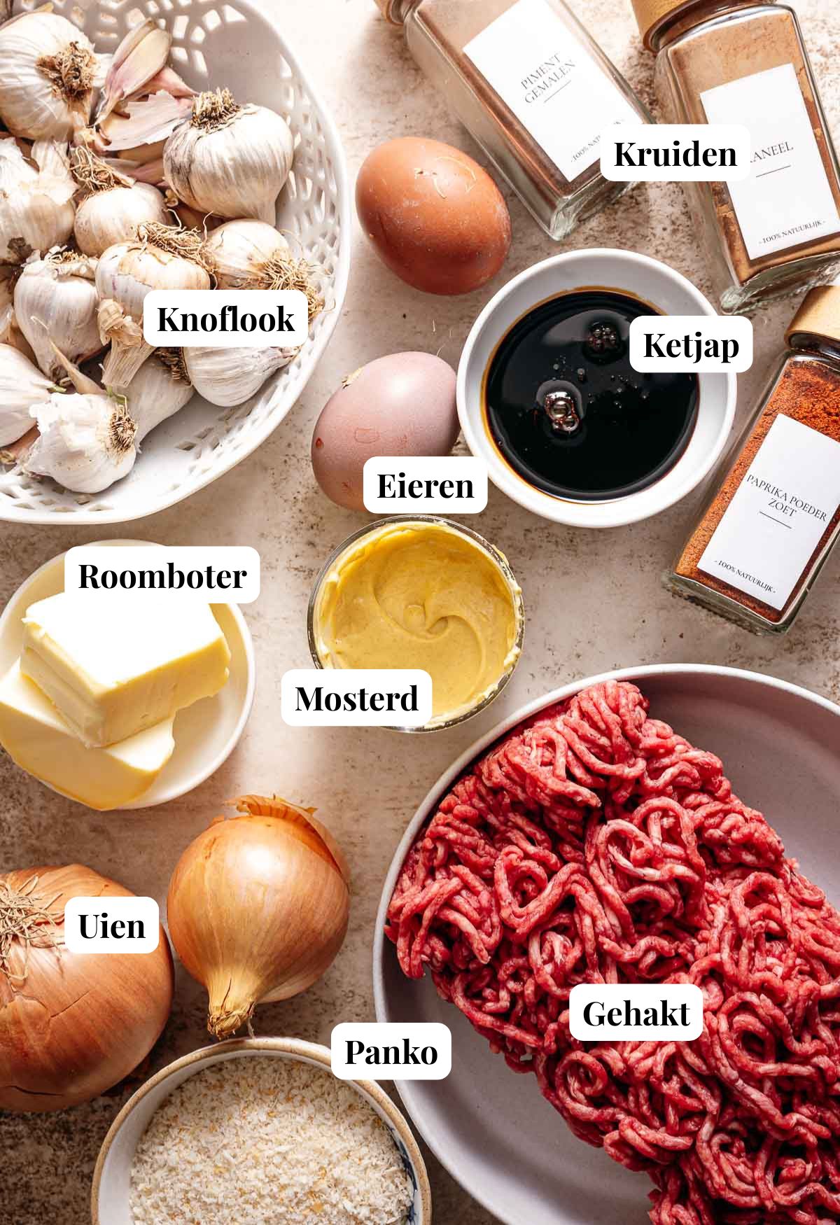 Ingredienten gehaktballen