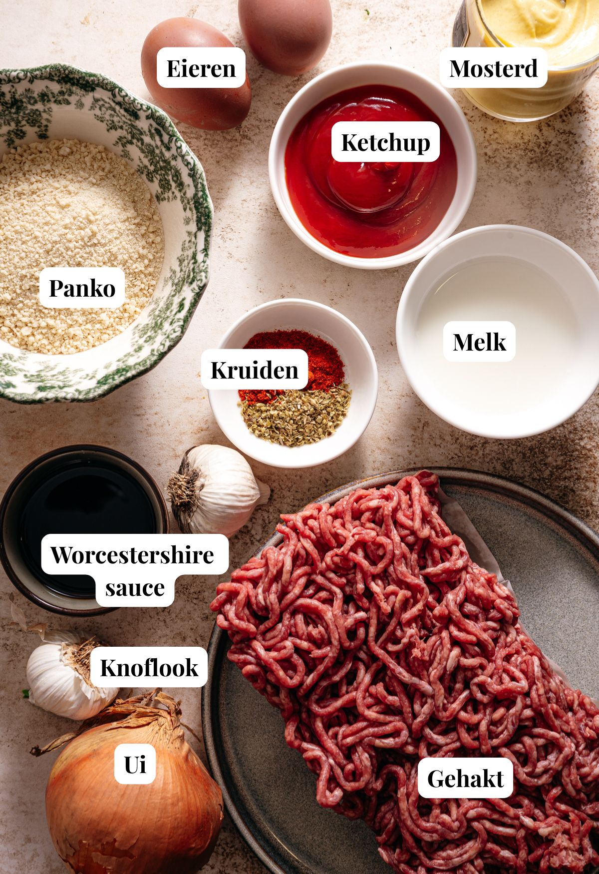 Ingredienten voor gehaktbrood