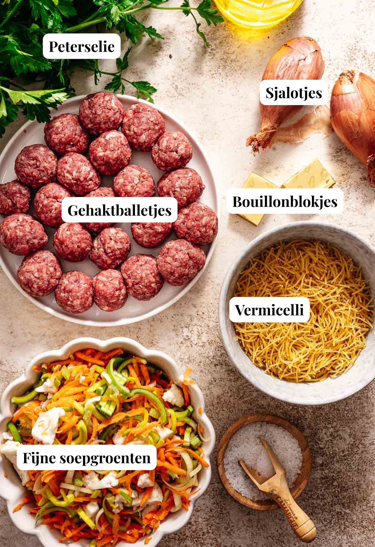 Ingredienten voor oma's groentesoep