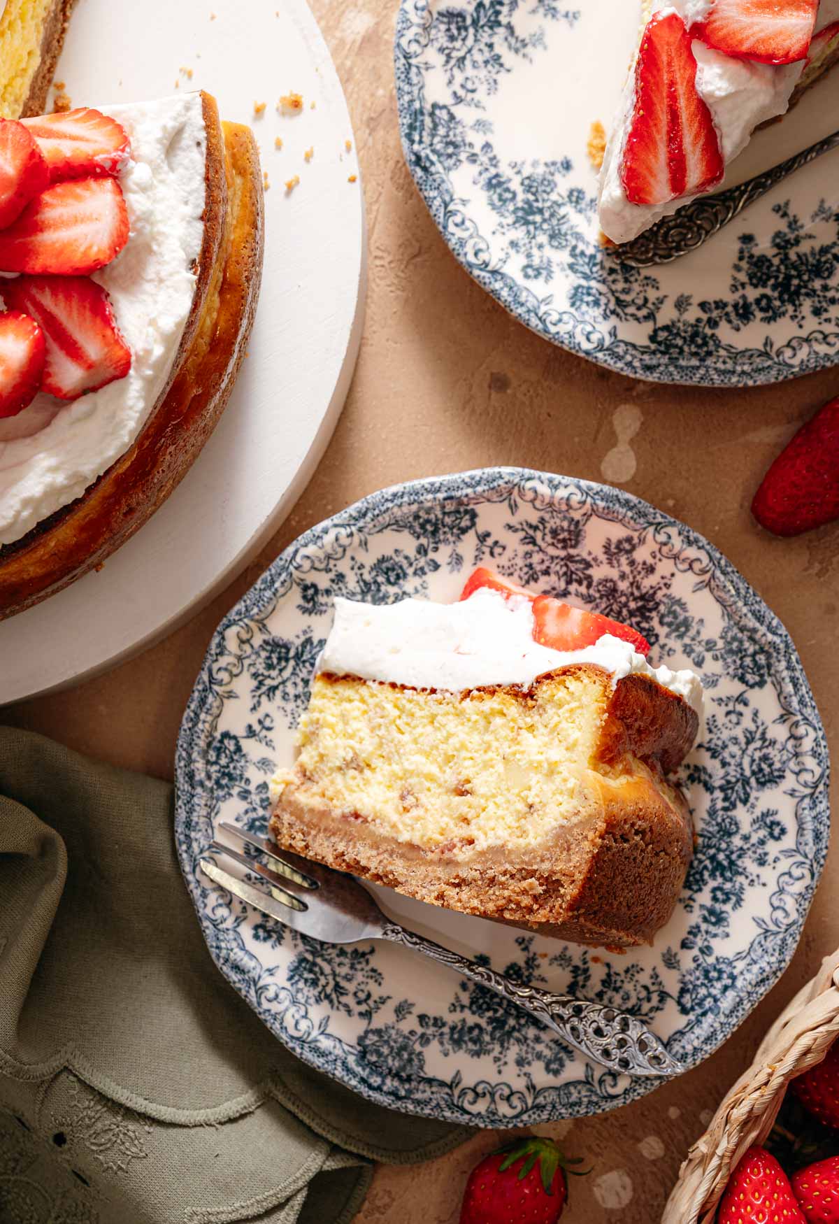 Aardbeien cheesecake met aardbeienjam