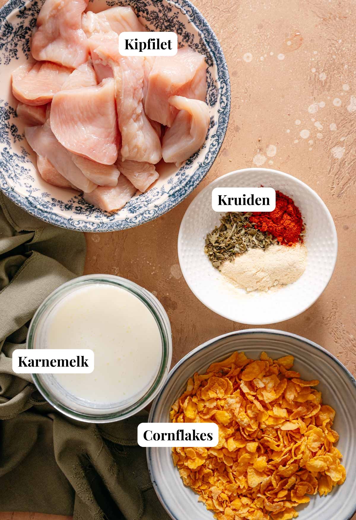 Ingredienten voor crispy chicken tenders