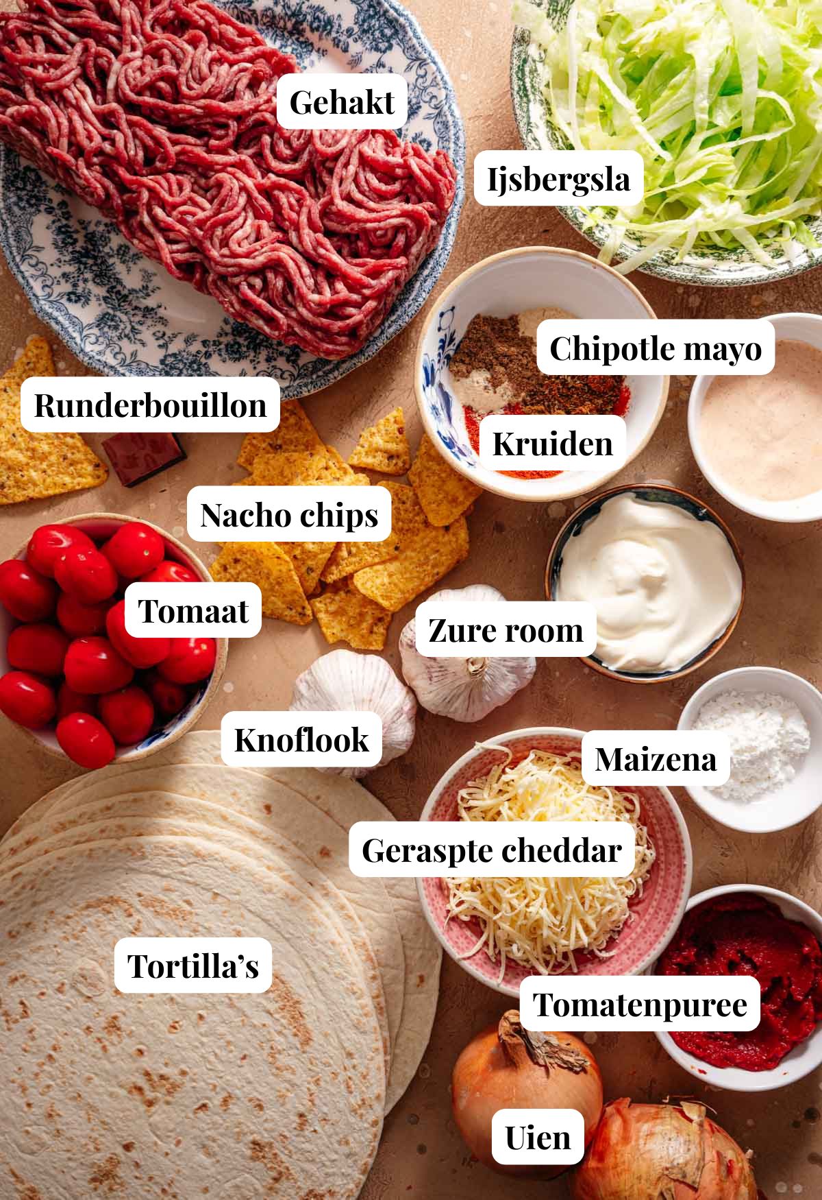 Ingredienten voor Crunchwrap supreme
