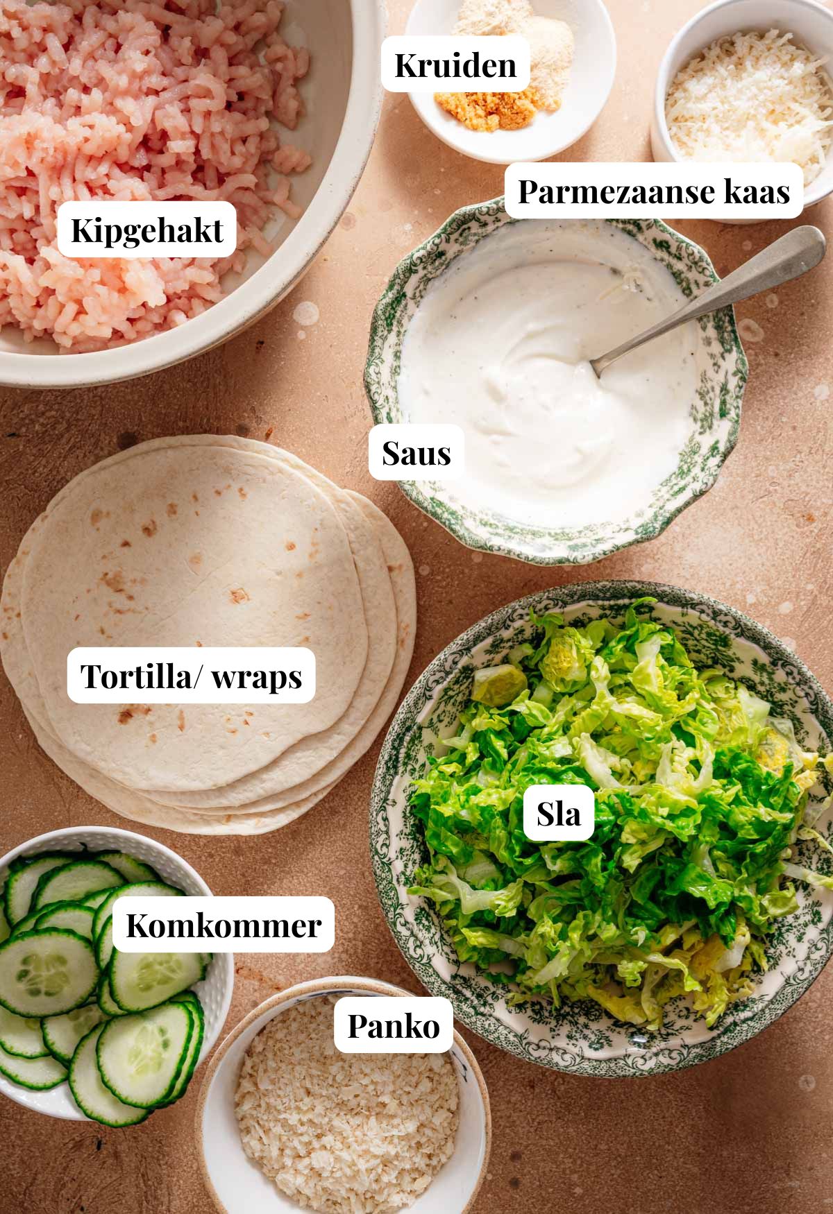 Ingredienten voor Chicken Caesar Taco's
