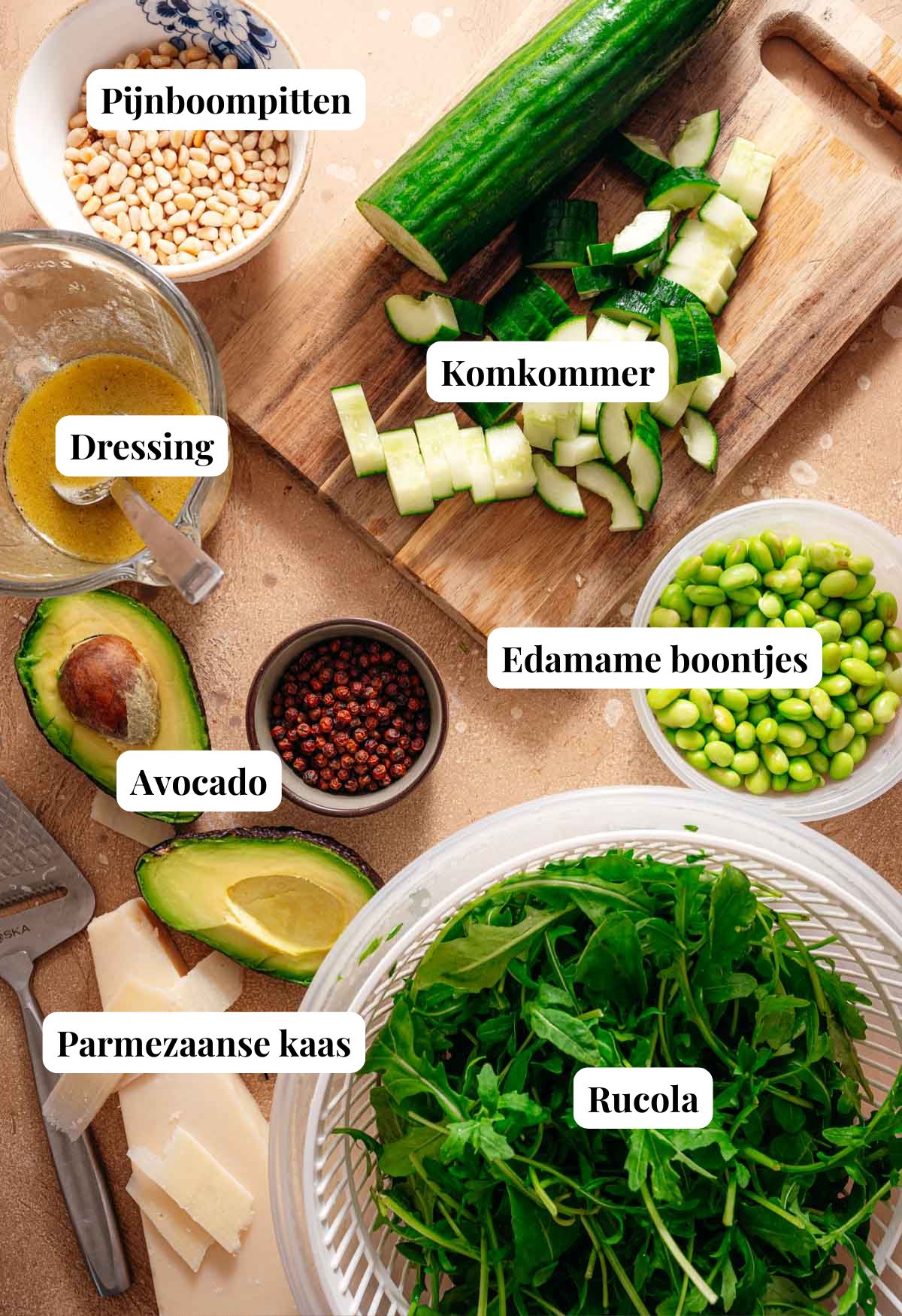 Ingredienten voor rucola salade