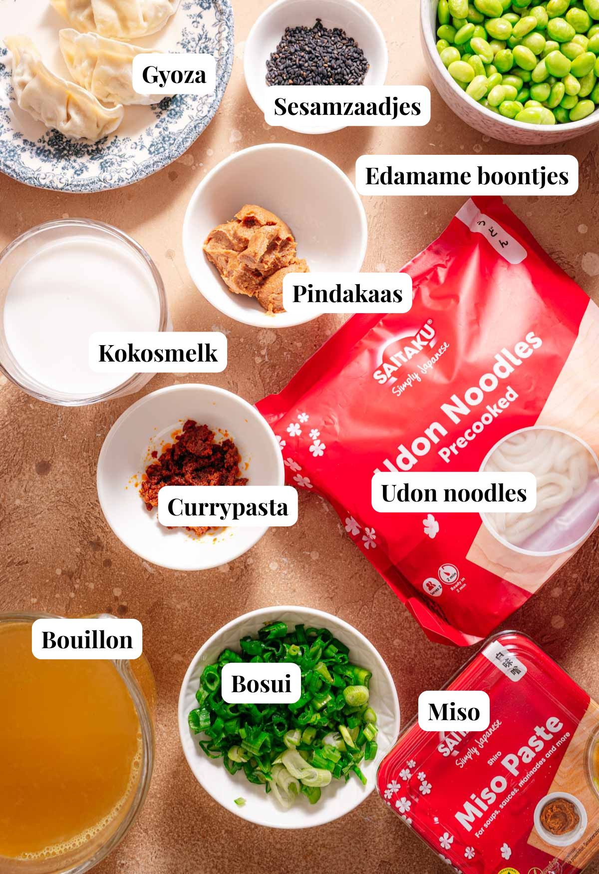 Ingredienten romige noedelsoep