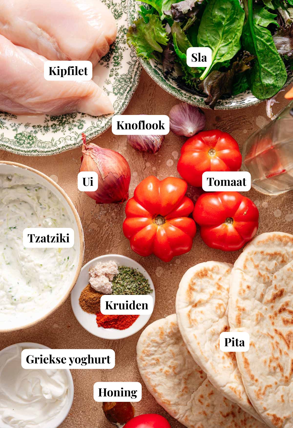 Ingredienten voor snelle pita gyros
